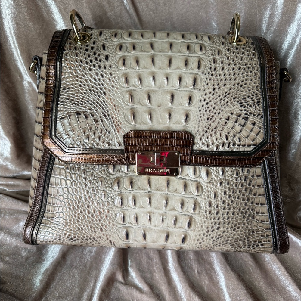 Brahmin Brinley Satchel with matching wallet in Barley Melbourne